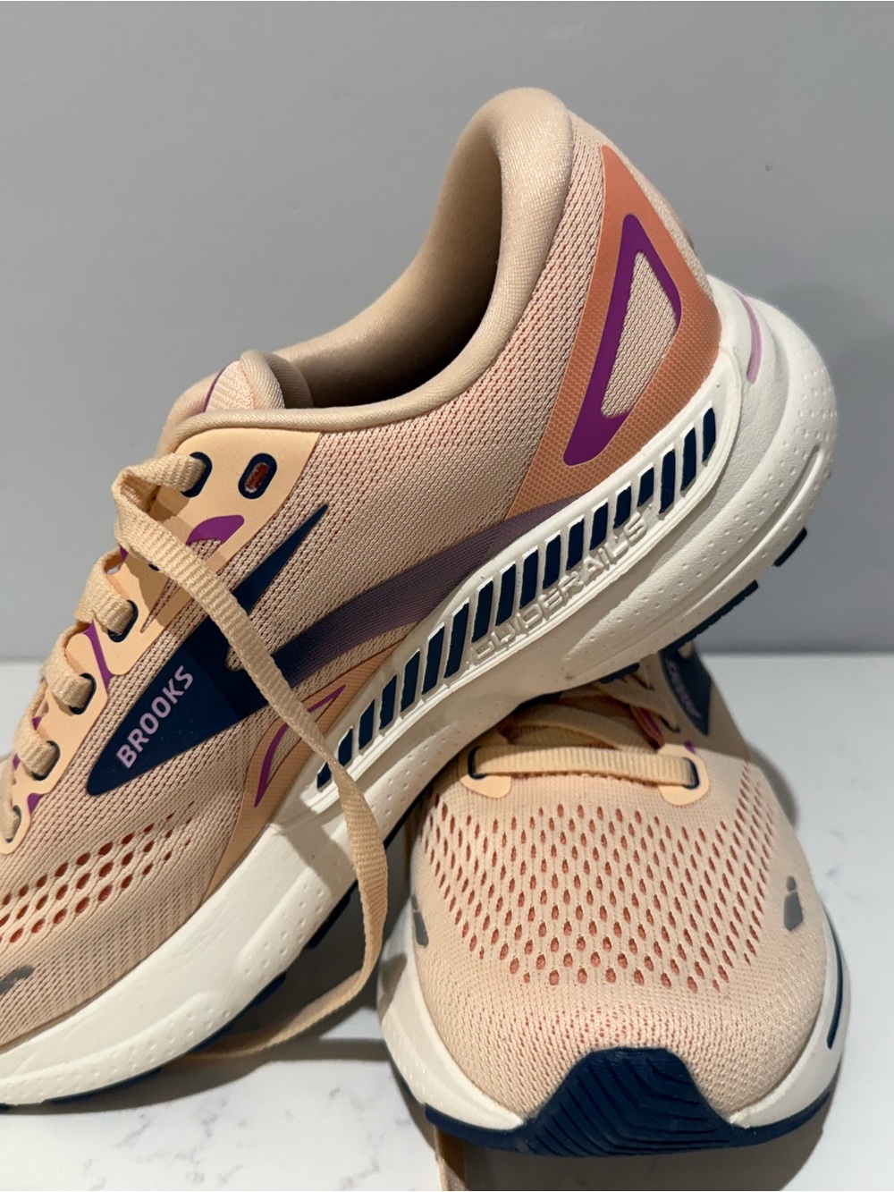 Brooks Women’s Peach and Navy Running Shoes - Picture 2 of 2